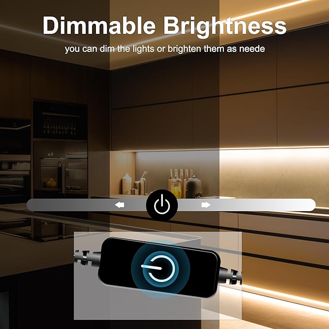 COB LED Strip,LED Strip Lights 5M/16.4ft,Touch Dimmable LED Strips,CRI90+,3000K Warm White cob led,1600LEDs,24V LED Tape Lights,Indoor for Bedroom, Kitchen, TV, Mirror,Cabinet