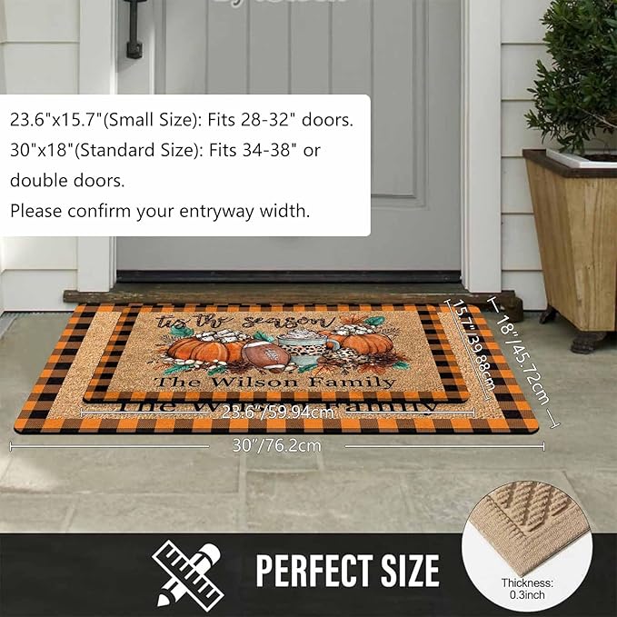 Personalized Halloween Door Mat Custom The Fall Season Non-Slip Indoor Doormat Customized Halloween Fall Home Decor for Friend Family