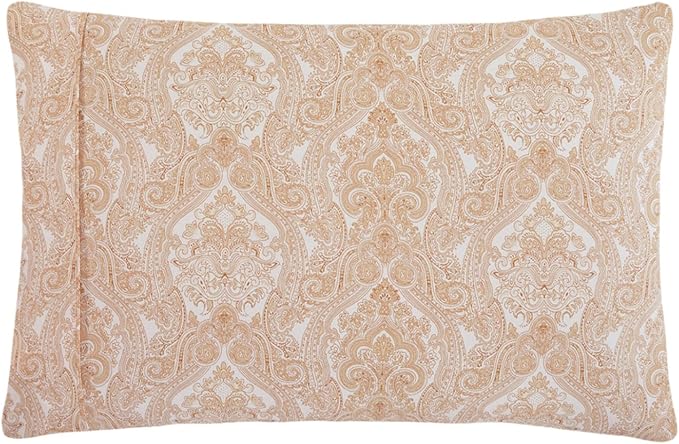 Spirit Linen home Twin Size Bed Sheets Set Deep Pockets - 6PC Paisley Ultra Soft Microfiber Bed Sheets - Easy to Clean, 90 Thread Count Sheets with Fitted Sheet, Flat Sheet & Pillowcases (Taupe)