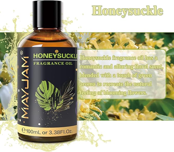 MAYJAM 100ML/3.38FL.OZ Honeysuckle Fragrance Oils with Glass Dropper, Essential Oils for Diffusers for Home, Long Lasting Scented Oils for Diffusers Soap Candle Making