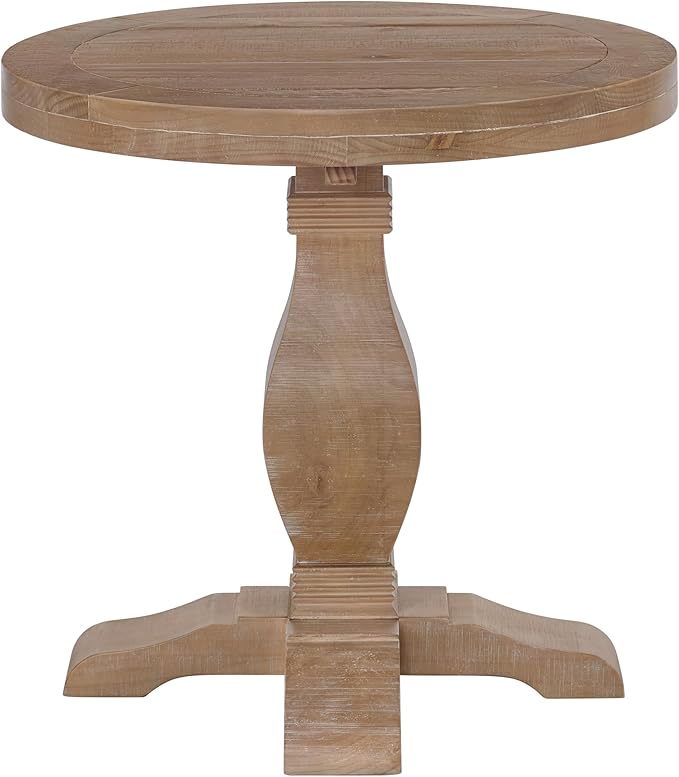 Martin Svensson Home Napa Solid Wood Pedestal End Table, Driftwood