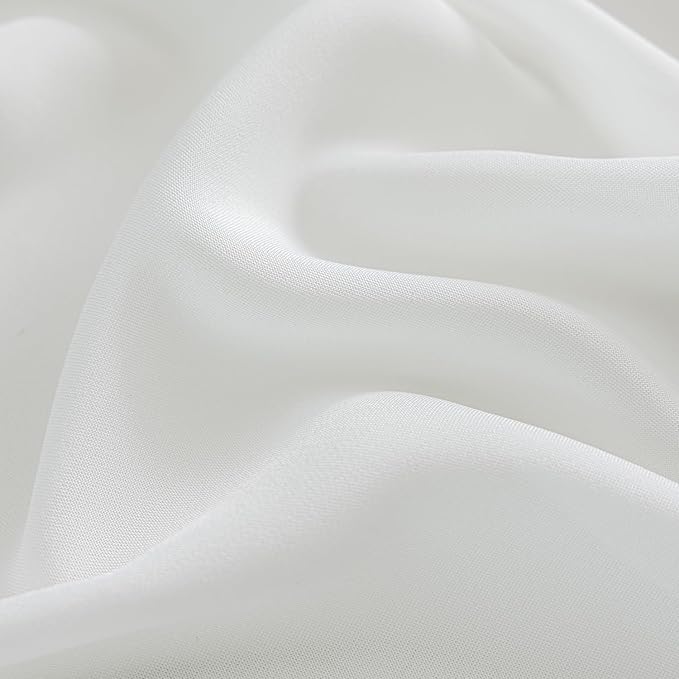 Off White Sheer Curtains 108-inch Long Pinch Pleated Curtains for Bedroom Living Room Yard 2 Panels Light Filterring Pinch Pleat Chiffon Curtain & Drapes for Sliding Glass Door, W52 x L108