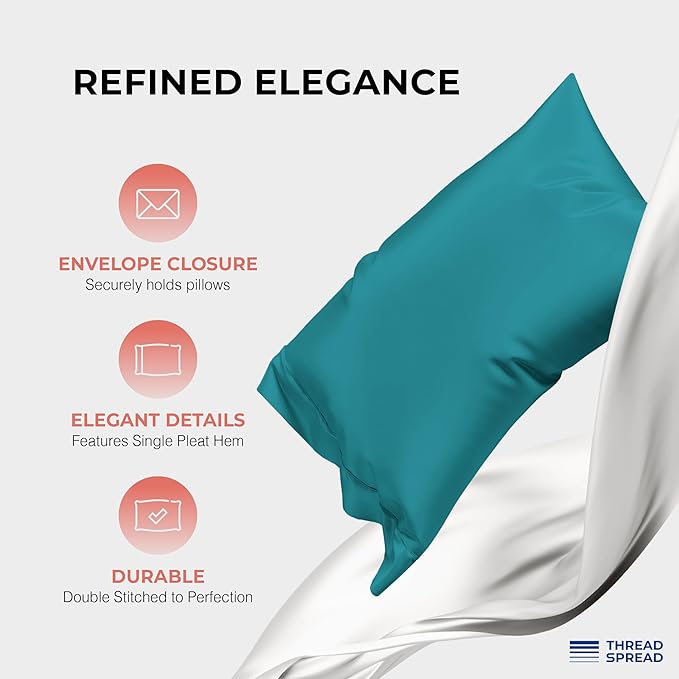 THREAD SPREAD 100% Egyptian Cotton King Size Sheets Set - Luxury 1200 Thread Count Egyptian Cotton Sheets King Size, 17" Deep Pocket, Soft, Cooling Sateen Weave Hotel Quality Bedding Set - Teal