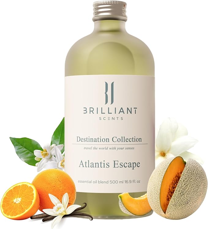 Brilliant Scents Diffuser Oil Refill, Inspired by The Atlantis Resort, Hotel Series Aroma Scents, Essential Oils Set for Home, Fragrance Oil for Candle Making, Home, 50 ML, Atlantis Escape