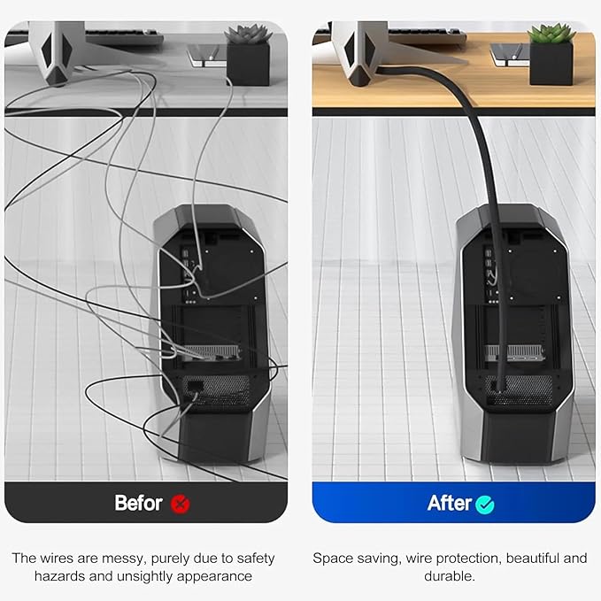 25ft 1/2 inch Cable Sleeve, Wire Loom Twire Protector tubing for USB Cable, Cord Wraps for Electrical Cords, Audio Video Cable, Cable Sleeves Cord Management Protect Cat Chewing