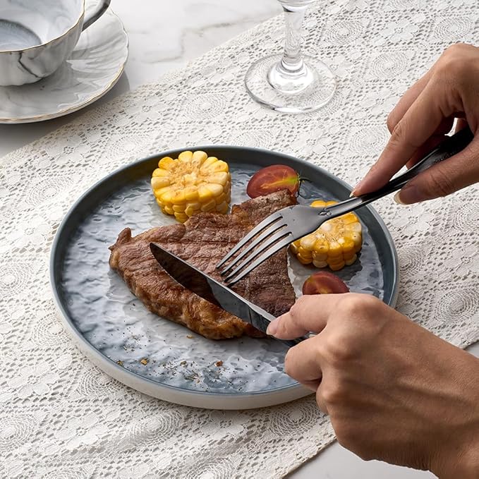 20-Piece Matte Black Flatware Set for 4, 18/0 Stainless Steel Cutlery Set with Shell Design, Dishwasher-Safe Silverware for Dinner Party, Holiday & Daily Use