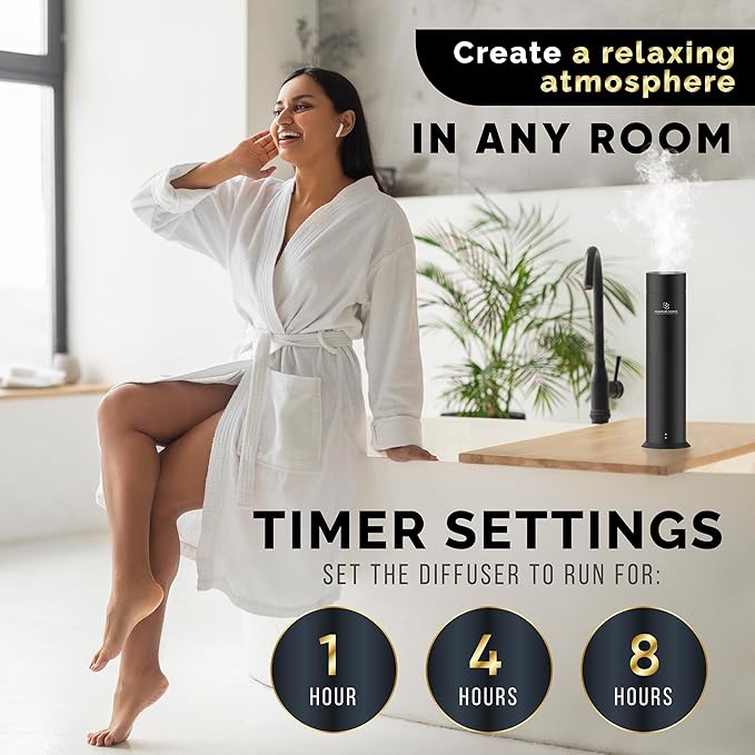 Luxury Essential Oil Diffuser – Waterless Oil Diffuser for Essential Oils - Scent Diffuser for Home & Hotel - Covers up to 1000 sq. ft. with Bluetooth App Control (Silver)