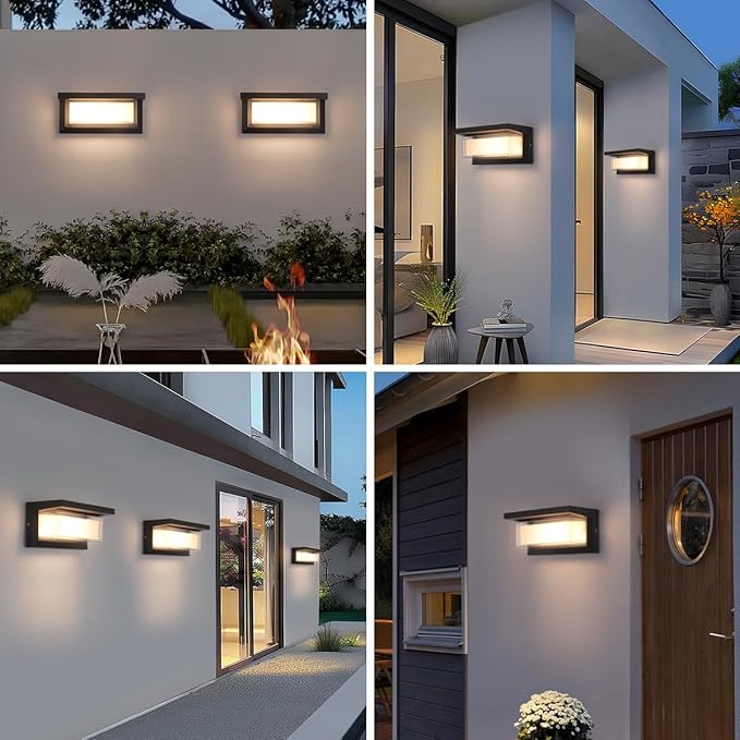 Exterior Light Fixtures,3000K/4000K/6500K Adjustable Outdoor Wall Sconces,15%-100% Dimmable Wall Sconce,24W Outdoor Sconce,2160LM Exterior Wall Lights for Bedroom,Garage,Porch 4 Pack
