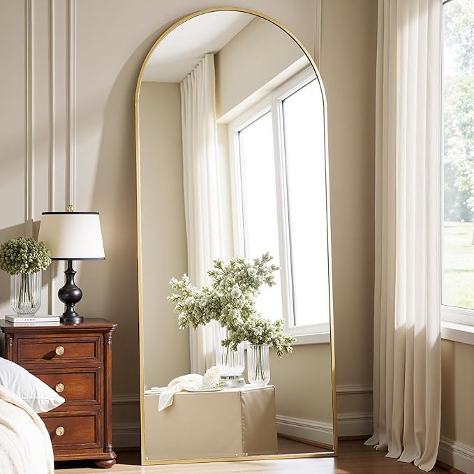 Arched Gold Full Length Mirror, 57"X20" Large Floor Mirrors, Full Body Mirror for Leaning or Hanging, Standing Mirrors for Bedroom, Living Room,Dressing Room, Aluminum Alloy Frame, Gold
