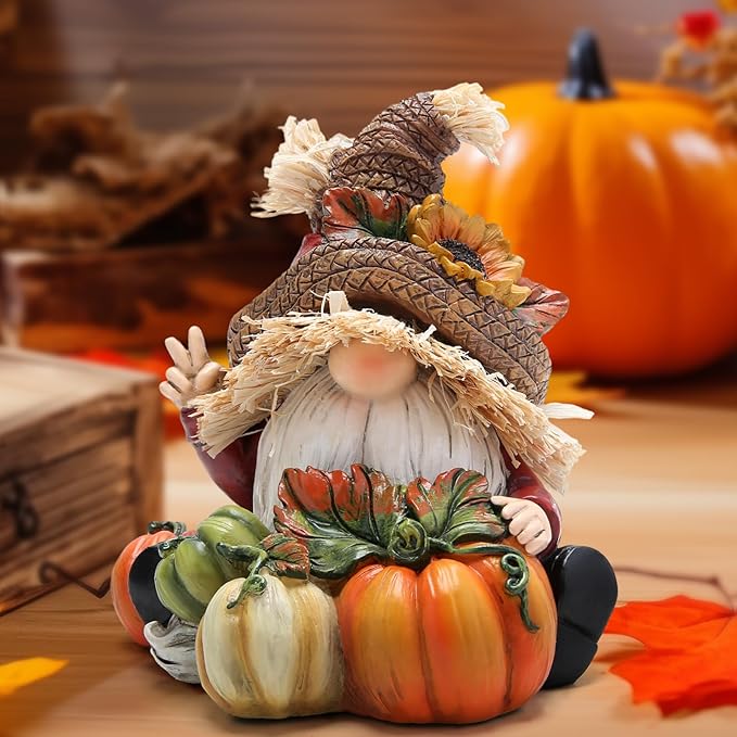 Hodao Fall Thanksgiving Pumpkin Gnomes Decorations Handmade Swedish Tomte Elf for Fall Decor Gift - Thanksgiving Party Home Gnomes Decor - Autumn Gifts