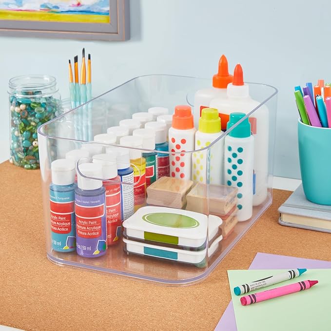 STORi Bliss XL Clear Plastic Storage Bin, Pantry Organizers & Storage Containers, Home Organization Must Haves for Kitchen, Laundry Room, Office, Closet, 12” x 8” Made in USA (Pack of 2)