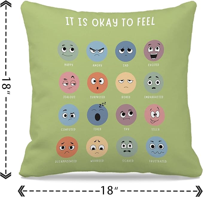 Nogrit Counseling Office Must Haves Pillow Cover, Calming Corner, Mental Health Pillowcase Decor for Home Kids,Mental Health Counselor Gifts, Calming Corner Pillow Covers 18x18 Grass Green