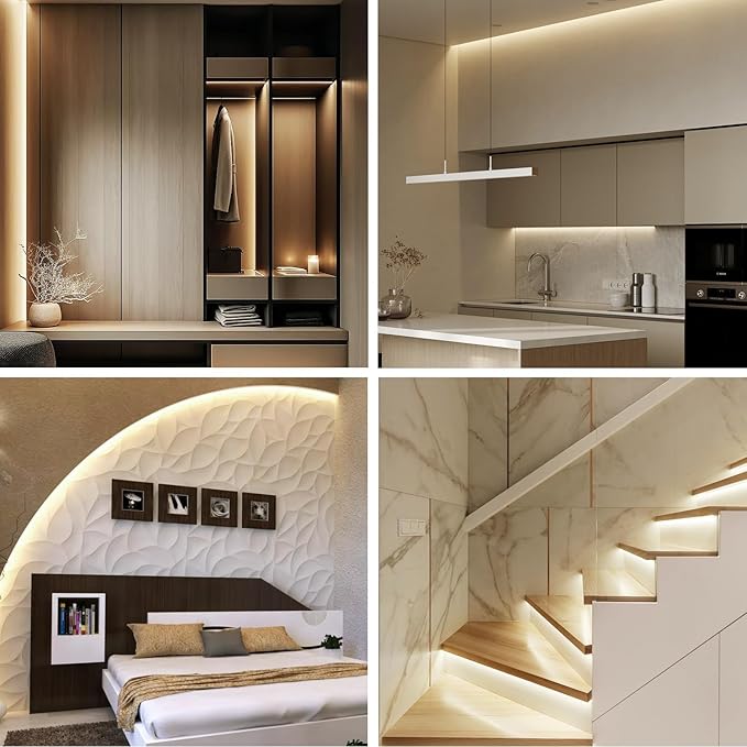 COB LED Strip Lights 3000K 65.6ft DC 24V Dimmable White Flexible LED Tape Light for Bedroom, with Remote and app Control LED Tape Lights CRI90+,forLiving Room, Shelf, Cabinet Home Decoration