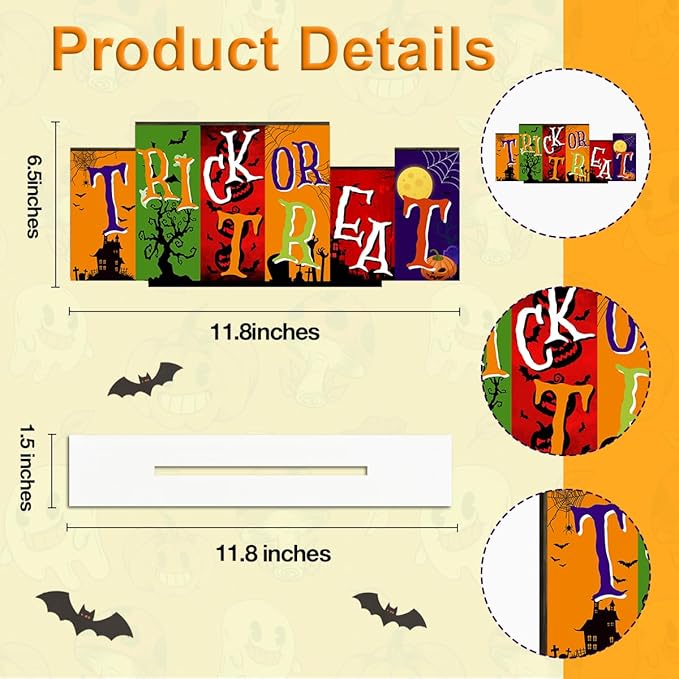 Fall Halloween Office Decor Wooden Table Desk Sign Decorations Reversible Double Side Halloween and Autumn Tabletop Sign Fall Thanksgiving Centerpiece Farmhouse Decor for Home Office Party Desk