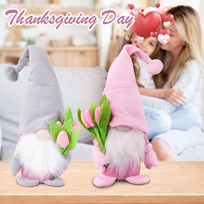 Gnome Plush Decorations,15 inch Gnomes Decorations for Home,Fall Gnomes Plush Table Decoration Gnome Gifts for Women Thaksgiving Christmas Gnome Decor Gifts,Pink