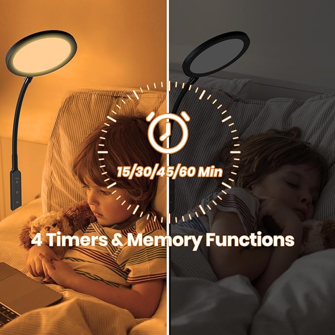 2-in-1 Floor Light Therapy Sun Lamp with Remote – Standing Daylight Lamp with 4 Brightness Levels, 4 Color Temperatures, Timers & Memory, Flexible Gooseneck for Home Office & Reading