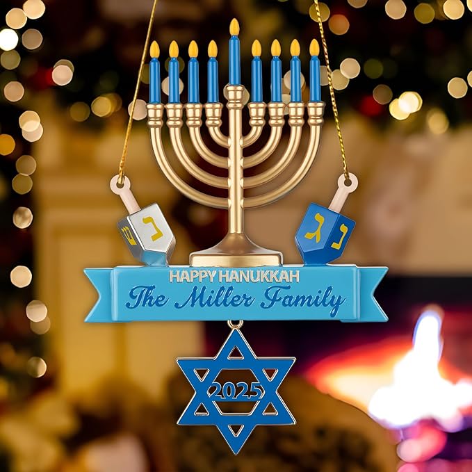 Personalized Hanukkah Suncatchers for Windows - Star of David Ornament, Hanukkah Ornaments, Jewish Menorah Acrylic Window Suncatchers, Jewish Christmas Ornaments