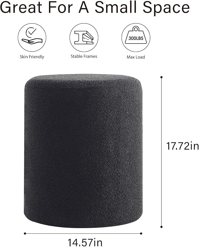 Get Set Style Modern Round Ottoman with Soft Padded Seat, Multifunctional Vanity Stool for Makeup, Upholstered Footrest Stool Ottoman Foot Stool for Living Room, Bedroom