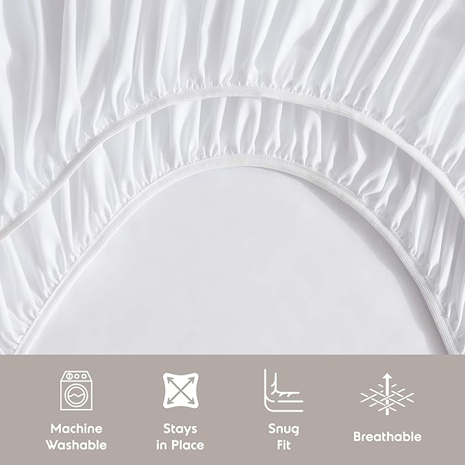 Nestl Extra Deep Cal King Sheet Set - 6 Piece Breathable & Cooling Sheets - Hotel Luxury Bedding Set w/18-24 Inch Deep Pockets - Easy & Secure Fit - Super Soft, Wrinkle Free & Comfy - White