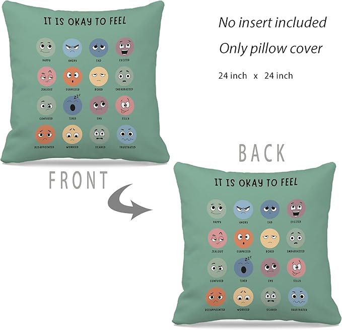 Nogrit Counseling Office Must Haves Green Pillow Cover, Calming Corner, Mental Health Pillowcase Decor for Home Kids,Mental Health Counselor Gifts, Calming Corner Pillow Covers 24x24