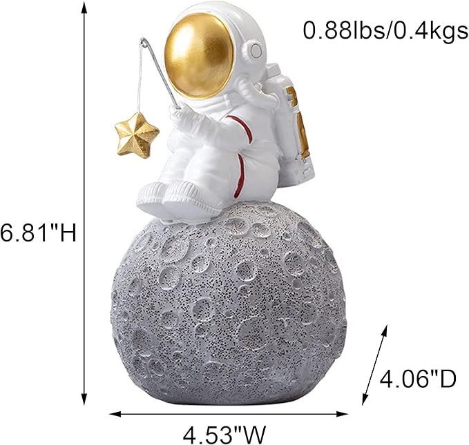BUTILIVEEN Astronaut Fishing Star Figurines, Space Themed Bedroom & Desktop Shelf Decor, Gifts for Space Lovers & Christmas