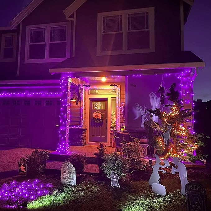 JMEXSUSS 400 LED Purple Lights Halloween Decor, 132 ft Halloween String Lights Plug in with Remote, 8 Modes Purple Christmas Lights Indoor Outdoor for Garden Patio Party Haunted House Ghost Decoration