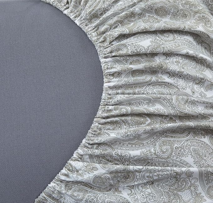 Queen Size Bed Sheets Set Deep Pockets - 6PC Paisley Ultra Soft Microfiber Bed Sheets - Easy to Clean, 90 Thread Count Sheets with Fitted Sheet, Flat Sheet & Pillowcases (Light Grey)
