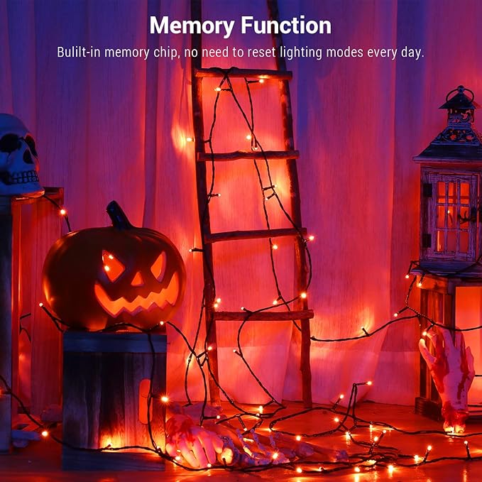 BrizLabs Halloween Orange Lights, 2 Pack 78.74ft 240 LED Halloween Mini String Lights, Outdoor Halloween Plug in String Lights Connectable, Orange LED Lights for Halloween Tree Indoor Outside Decor