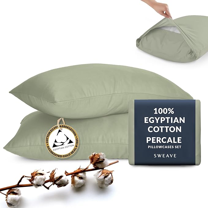 Luxurious Pillow Cases Set - 100% Egyptian Cotton, Breathable & Skin-Friendly, 400 Thread Count - Softer After Each Wash - Oeko-TEX Certified