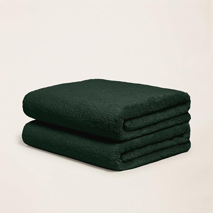 Italic Ultraplush 100% Australian Cotton Towels - Set of 2 Luxury Bath Towels, Quick Dry Plush and Absorbent, Heavy Duty Large Bath Towels, 800GSM for Bathroom & Spa (Deep Forest)
