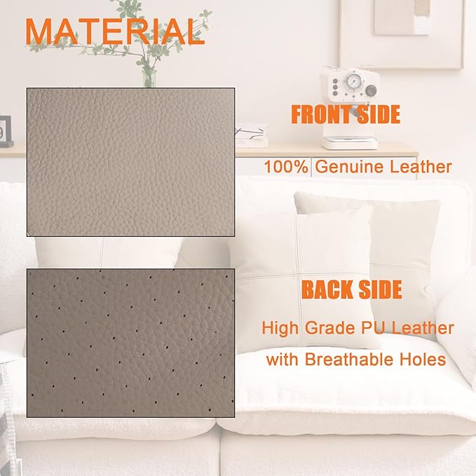 Kidol & Shellder Genuine Leather Throw Pillow Cover 18x18 Modern Solid Lumbar Pillow Covers-Luxury Pillowcases for Couch Sofa Bed-Soft Durable Decorative Cushion Case with Hidden Zipper(Purplish Grey)