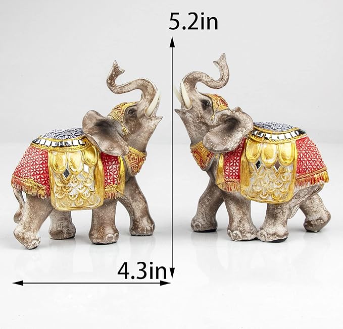Wealth Lucky Elephant Figurine with Trunk Up Elephant Statue Collectible Figurines Perfect for Home Decor Gift