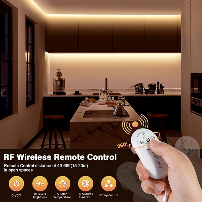 COB LED Strip Light Warm White to Cool 2700K-6500K, 16.4ft Bright White COB Light Strip with Remote & App, 24V UL Listed 3200LEDs COB Led Lights for Under Cabinet, Kitchen, Indoor Lighting