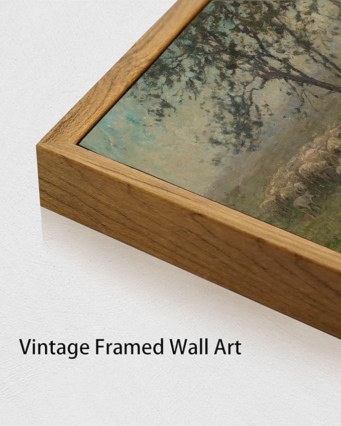KISSFOX Framed Vintage Landscape Wall Art Natural Scenery Canvas Prints Colorful Painting Artwork Rustic Farmhouse Pictures Decor Living Room Office Bedroom Bathroom Kitchen
