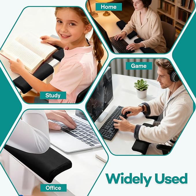 2 PCS Desk Elbow Pad L-Shape Desk Edge Cushion Ergonomic Desk Wrist Pad with High Density Foam Non-Slip Desk Arm Rest Pad for Offices Studios Gaming