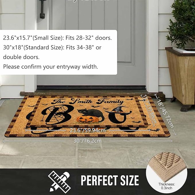 Personalized Halloween Door Mat Custom Happy Halloween Non-Slip Indoor Doormat Customized Halloween Fall Home Decor for Friend