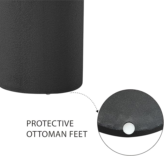 Get Set Style Modern Round Ottoman with Soft Padded Seat, Multifunctional Vanity Stool for Makeup, Upholstered Footrest Stool Ottoman Foot Stool for Living Room, Bedroom