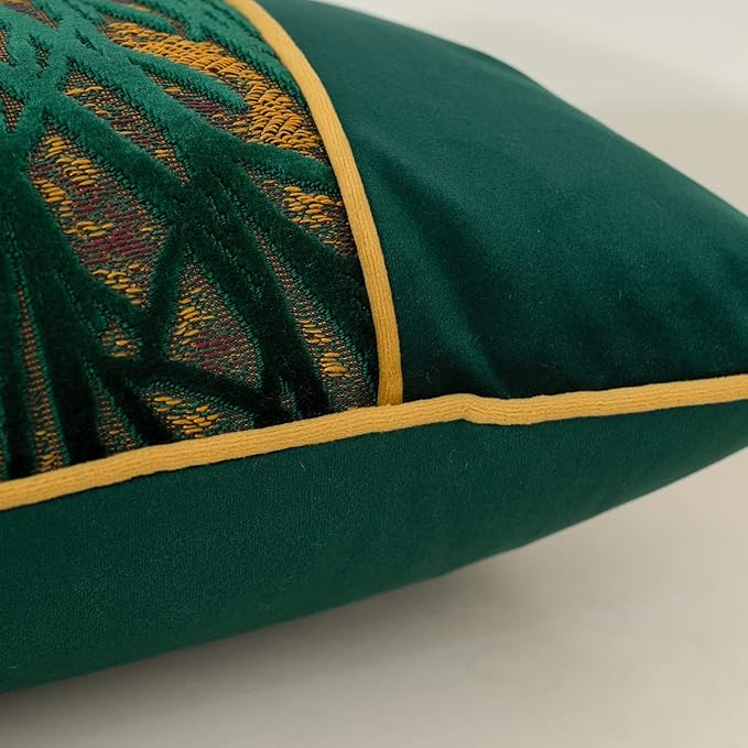 Yangest Green Throw Pillow Cover Velvet Cushion Cover Branches Rectangular Pillowcase for Sofa Couch Bedroom Living Room, 12x20 Inch