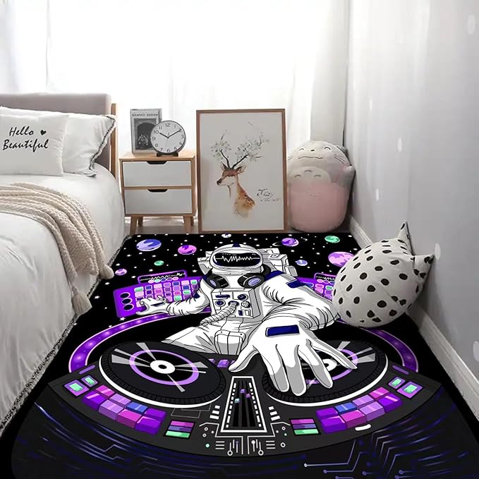 kxry 6 * 9 Feet Space Astronaut Galaxy Soft Area Rugs for Kids Girls Boys Purple Outer Space Themed Floor Carpet for Living Room Bedroom Dorms Nursery Rooms Home Decor Aesthetic