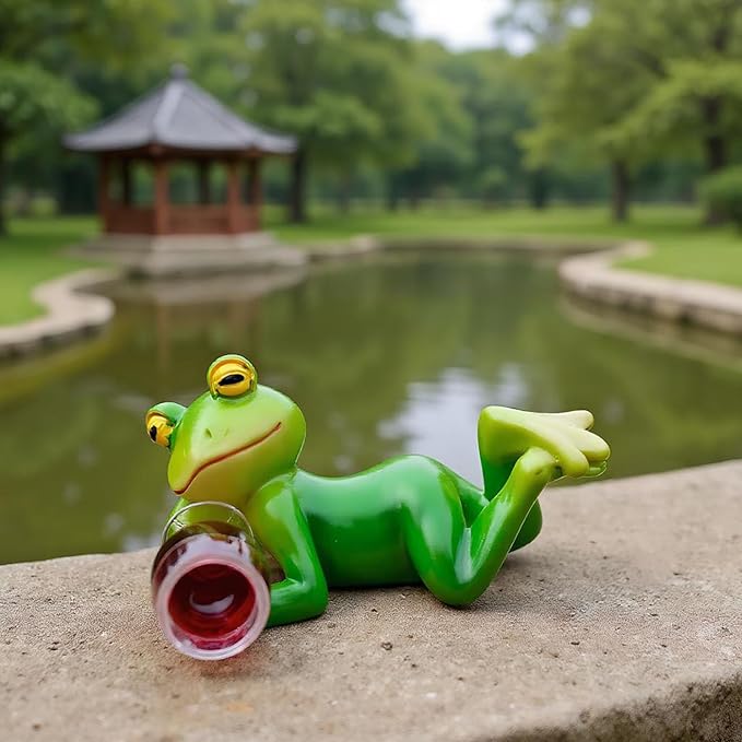 Frog Figurine Garden Decor for Outside, Plant Decorations for Pots, Fairy Garden Figurines for Lawn Ornaments, Yard Decorations Outdoor Statue, Frog Gifts for Women