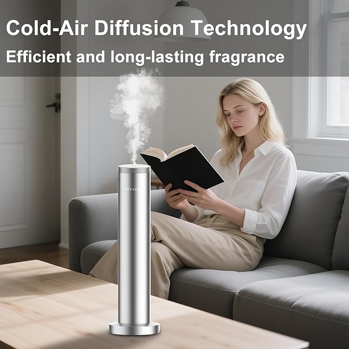 Wireless Hotel Scent Diffuser-Cordless Rechargeable Diffuser for Whole House- Scent Air Machine for Home -App Bluetooth Control -Waterless Essential Oil Diffuser for Large Room, Studio Office -Silver