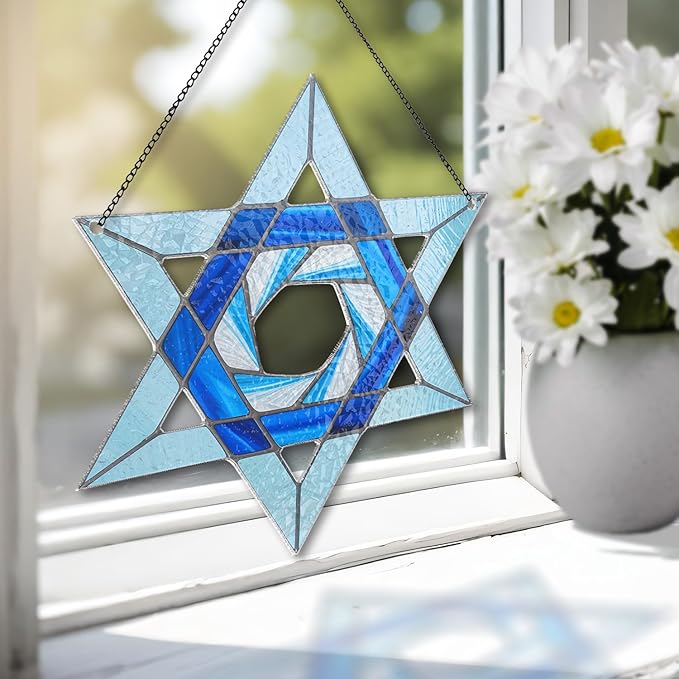Hanukkah Suncatchers for Windows - Star of David Ornament, Personalized Hanukkah Ornaments, Jewish Star Acrylic Window Suncatchers, Jewish Christmas Ornaments