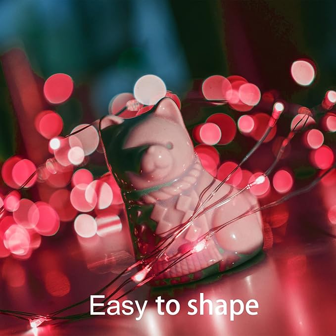 12 Pack Fairy Lights Battery Operated 7 Feet 20 LED Waterproof Christmas String Lights Silver Wire Firefly Starry Moon for Bedroom Red