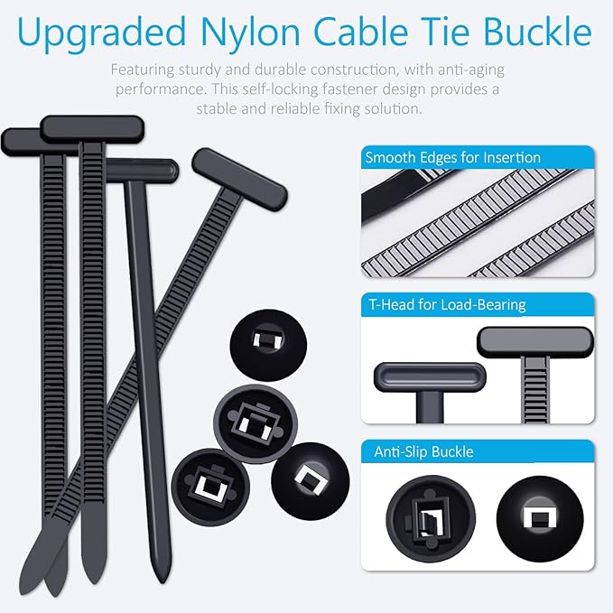 200PCS Upgraded Nylon Universal Cable Tie Buckle, Heavy Duty Self-Locking Rivet Zip Ties, Multifunctional Cable Tie Buckle for Car Daily Repair, Home, Office, Garden, Workshop(200Pcs)