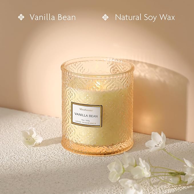 Vanilla Scented Candles, 19oz Aromatherapy Candles Gifts for Women, White Luxury Large Decorative Candles in Glass, Natural Soy Wax for Home