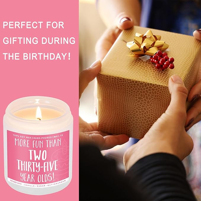 70th Birthday Gifts for Women, Perfect Birthday Present, Funny Presents for Mom, Friends, Wife, Sister, 7oz Vanilla Cream-Scented Candle