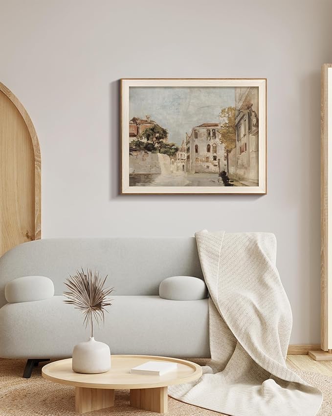 InSimSea Framed Canvas Wall Art Classical Cityscape Artwork Wall Decorations View of Venice Canvas Prints Bathroom Pictures Farmhouse Office Home Wall Decor 16x20In