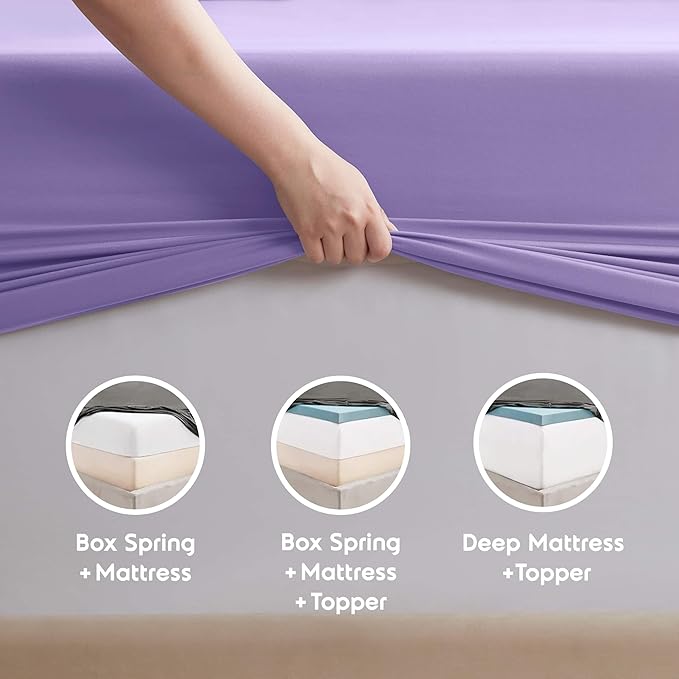 Nestl Extra Deep King Sheet Set - 6 Piece Breathable & Cooling Sheets - Hotel Luxury Bedding Set w/18-24 Inch Deep Pockets - Easy & Secure Fit - Super Soft, Wrinkle Free & Comfy - Lavender