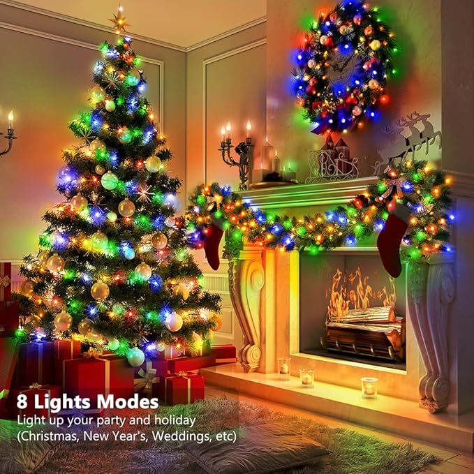 Battery Operated String Lights (2 Pack), 33ft 100 LED Fairy String Lights Battery Powered w/Remote & Timer for Indoor Outdoor Christmas Trees Wreath Decoration Bedroom Patio - Multicolor