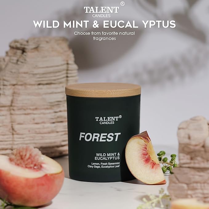 Candles for Home Scented, Natural Soy Wax, Scented Candle Stress Relief and Relaxation, Wild Mint & Eucalyptus, Medium Jar, Ideal for Home and Bedroom Decor